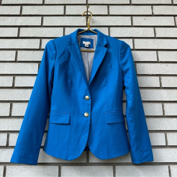 J.Crew Schoolboy Blazer Blue Wool Blend Gold Button Women’s 00 Preppy Classic - Picture 1 of 10